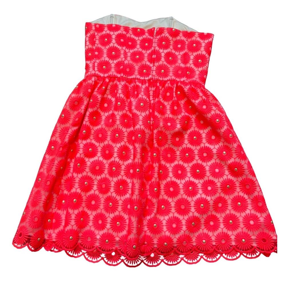 Summer Sale ☀️ Lilly Pulitzer Peyton Strapless Pink Eyelet Fit & Flare Mini Dres - Picture 3 of 7